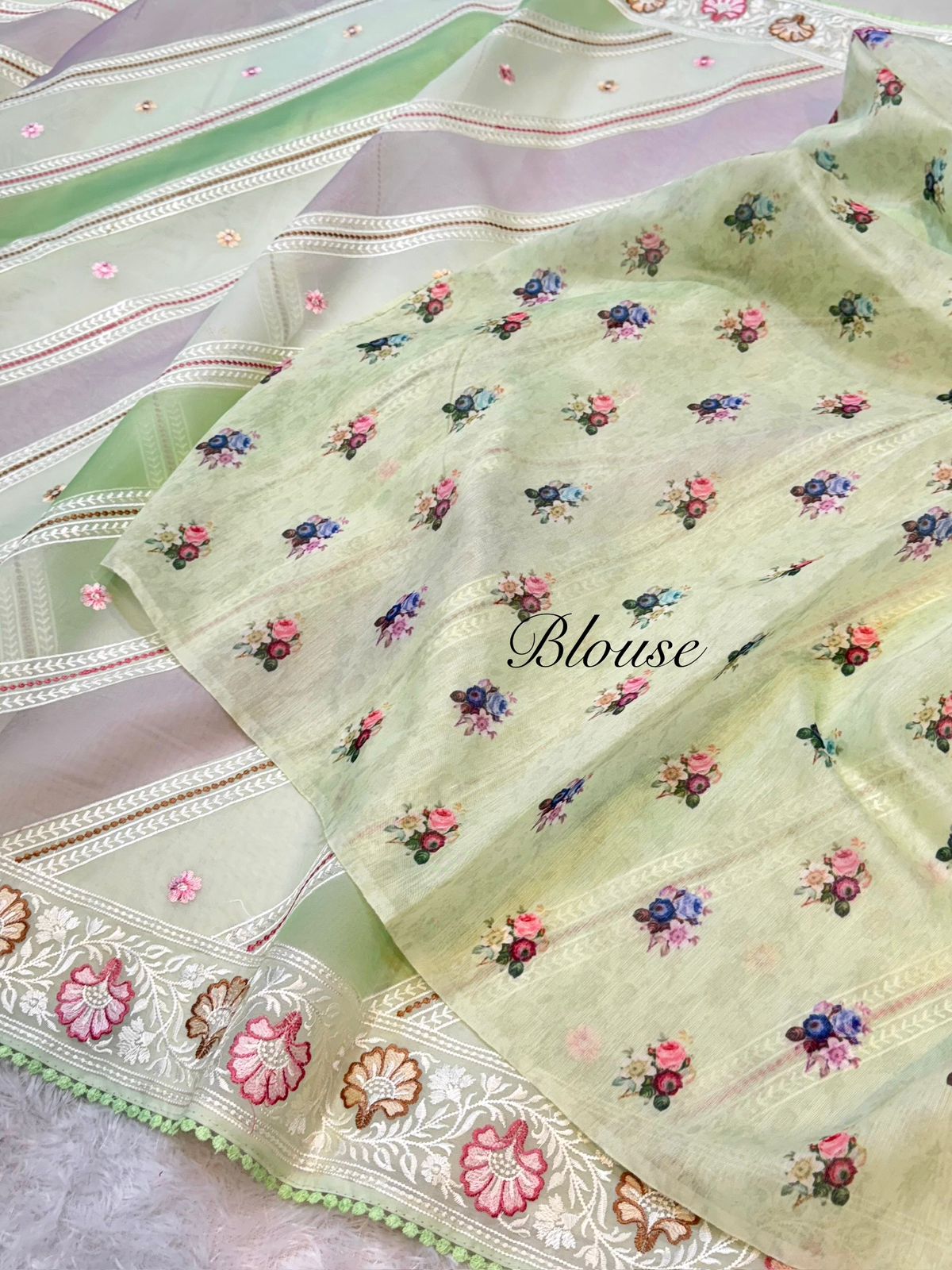 Organza Silk Partywear Banaras Embroidered Lightweight Saree