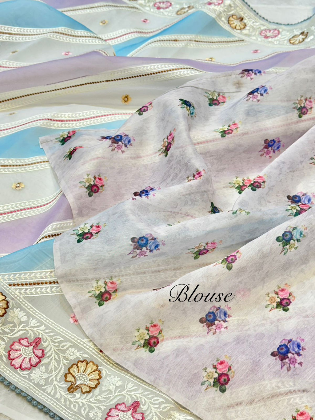 Organza Silk Partywear Banaras Embroidered Lightweight Saree