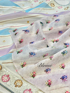 Organza Silk Partywear Banaras Embroidered Lightweight Saree