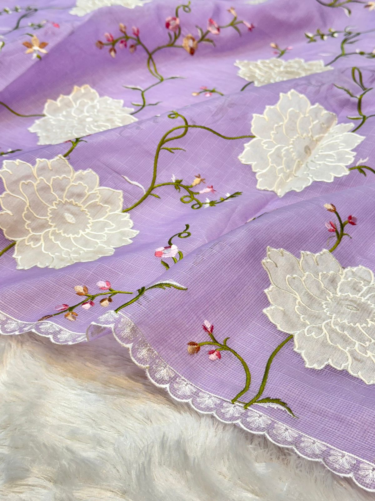 Tissue Silk Partywear Kota Silk Banarasi Embroidered Jaal with Tissue Applique Border Lightweight Sarees