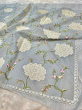 Grey Partywear Kota Silk Banarasi Embroidered Jaal with Applique work  Lightweight Sarees