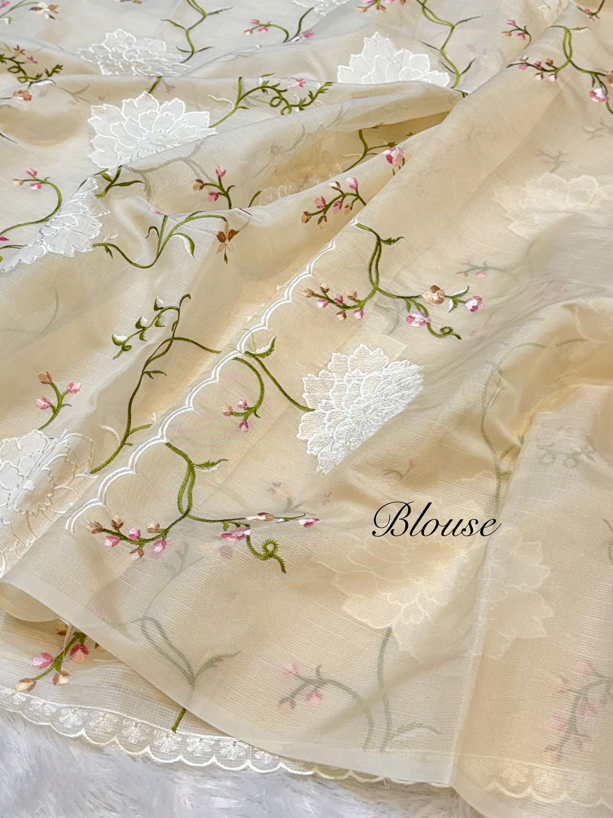 Tissue Silk Partywear Kota Silk Banarasi Embroidered Jaal with Tissue Applique Border Lightweight Sarees