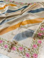 Tissue Silk Partywear Banarasi Embroidery Lightweight Sarees