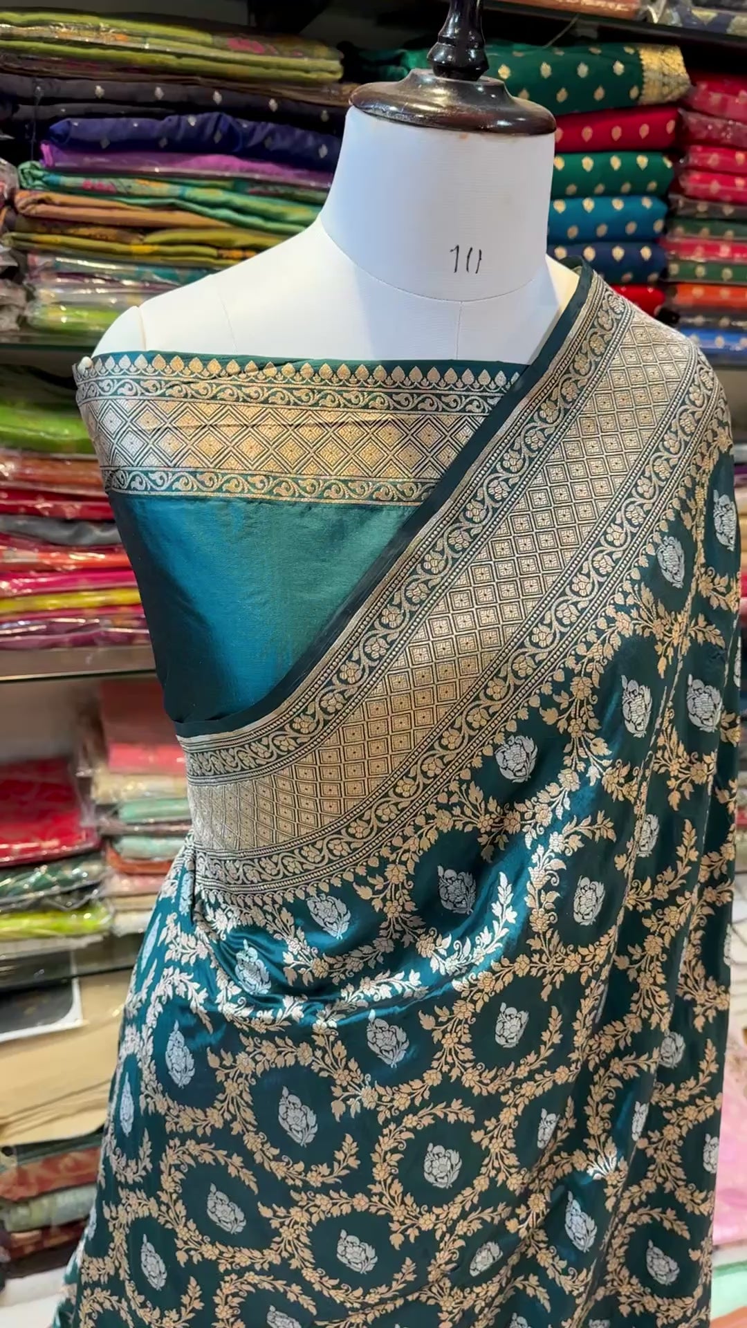 Teal Green 100% Pure Banarasi Katan Silk Meenakari Saree